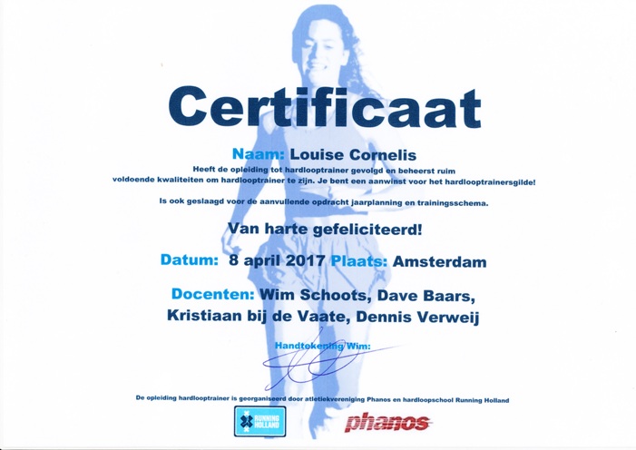 Diploma hardlooptrainer Running Holland